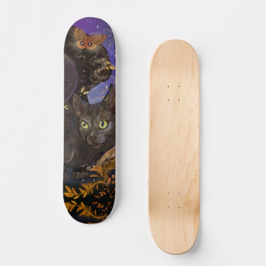 Raven Winged Autumn Magic Cat Persoonlijk Skateboard (Voorkant)
