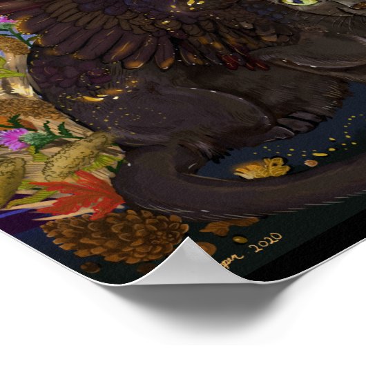 Raven Winged Autumn Magic Cat Poster (Hoek)
