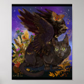 Raven Winged Autumn Magic Cat Poster (Voorkant)