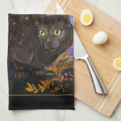 Raven Winged Autumn Magic Cat Theedoek (Quarter Fold)