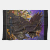 Raven Winged Autumn Magic Cat Theedoek (Horizontaal)