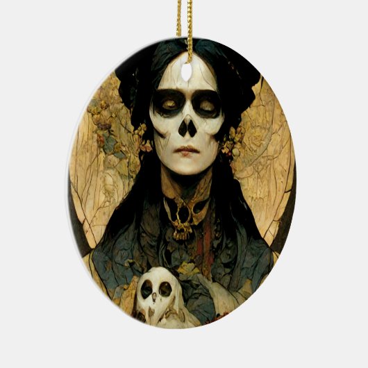 Raven Witch 2 Fantasy Horror Gothic Gothic Keramisch Ornament (Rechts)