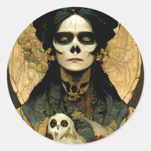 Raven Witch 2 Fantasy Horror Gothic Gothic Ronde Sticker