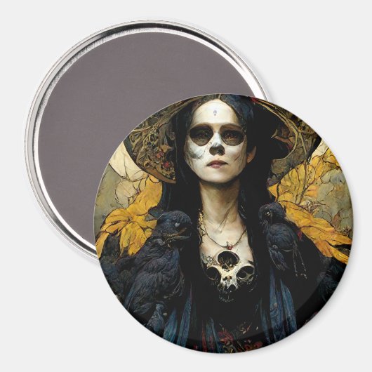 Raven Witch 3 Fantasy Horror Gothic Gothic Magneet (Voorkant / Achterkant)