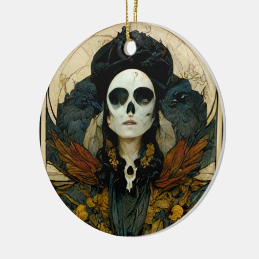 Raven Witch Fantasy Horror Gothic Gothic Keramisch Ornament (Links)