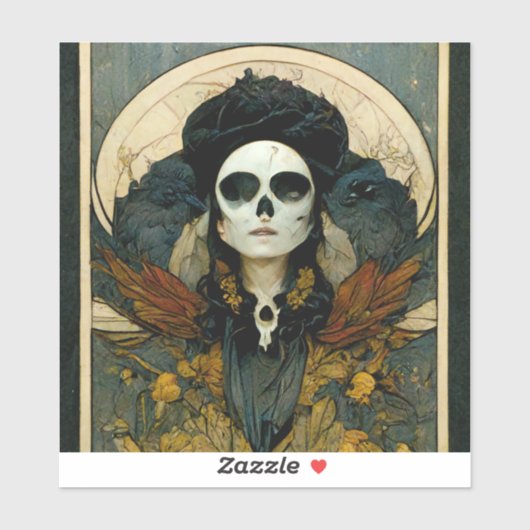 Raven Witch Fantasy Horror Gothic Gothic Sticker (Vel)