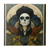Raven Witch Fantasy Horror Gothic Gothic Tegeltje (Voorkant)