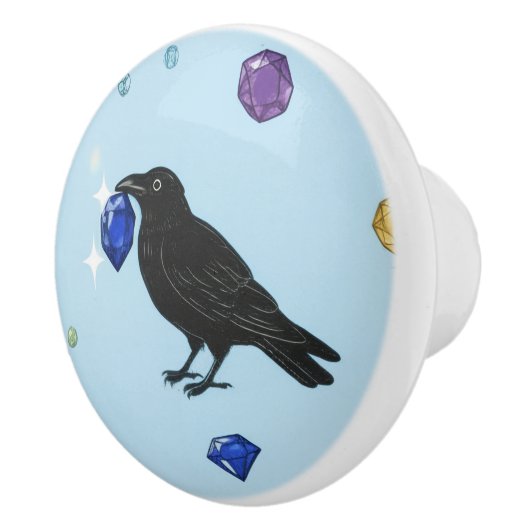 Raven with jewel door pull keramische knop (Rechts)
