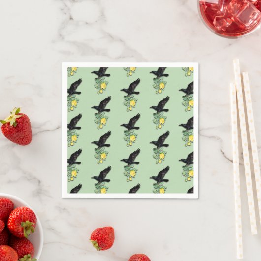 Raven with Yellow Rose Servet (Insitu)