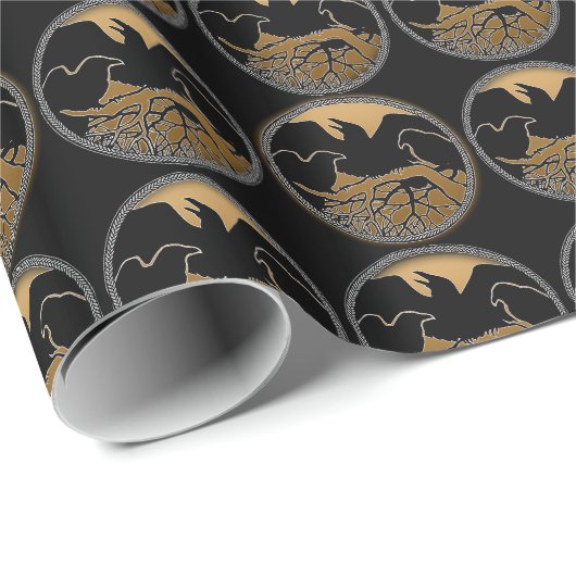Raven Wrapping Paper Native Raven Kerstpaper Cadeaupapier (Rol Hoek)