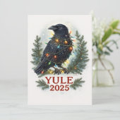 Raven yule 2025 feestdagenkaart (Staand voorkant)