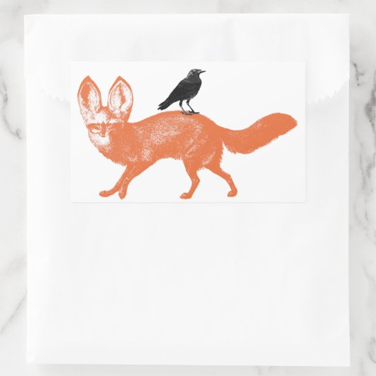 Raven zit op Fox Stickers (Tas)