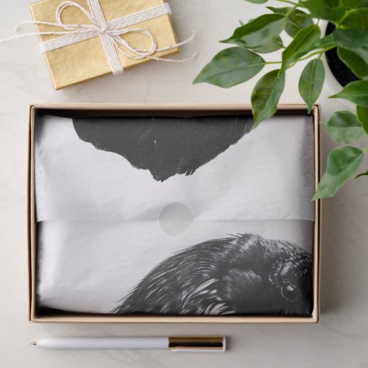 Raven zwart-wit decoupage tissuepapier (Geschenk)
