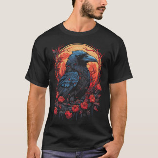 Raven Zwarte Gotische Occulte Viking Hekserij T-shirt
