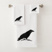 Raven Zwarte Vogel Halloween Schilderij Badhanddoe Bad Handdoek (Insitu)