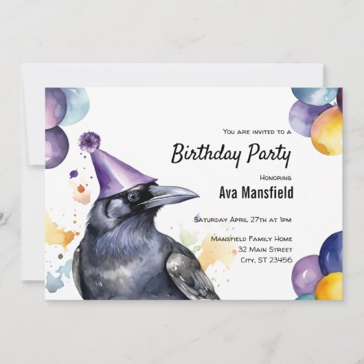 Raven Zwarte Vogel Kraai Donkere Mystieke Verjaard Kaart (Voorkant)
