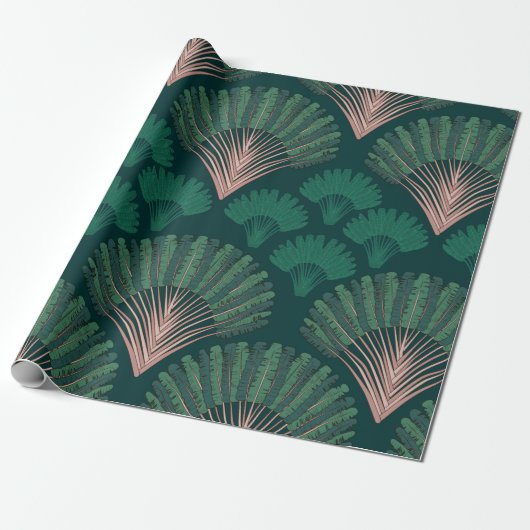 Ravenala madagascariensis seamless pattern. Vintag Cadeaupapier (Uitgerold)