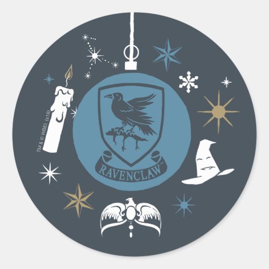 RAVENCLAW™ Kerstbal Grafisch Ronde Sticker (Voorkant)