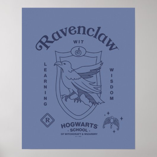 RAVENCLAW™ Wit Learning Wisdom Crest Poster (Voorkant)