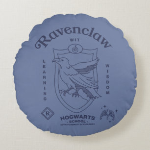 RAVENCLAW™ Wit Leerwijs Crest Rond Kussen