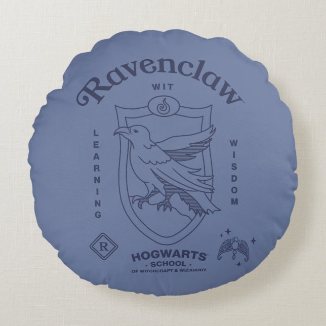 RAVENCLAW™ Wit Leerwijs Crest Rond Kussen (Voorkant)
