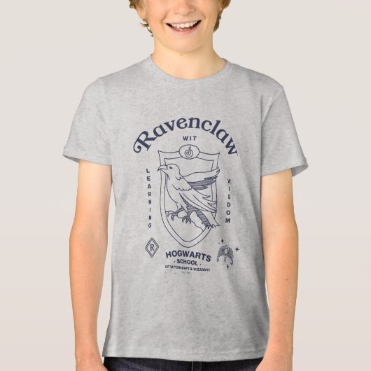 RAVENCLAW™ Wit Leerwijs Crest Tri-Blend Shirt (Voorkant)