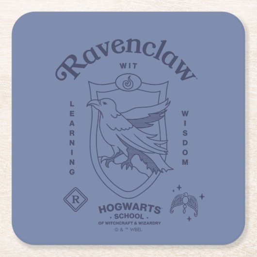 RAVENCLAW™ Wit Leerwijsheid Crest Kartonnen Onderzetters (Voorkant)