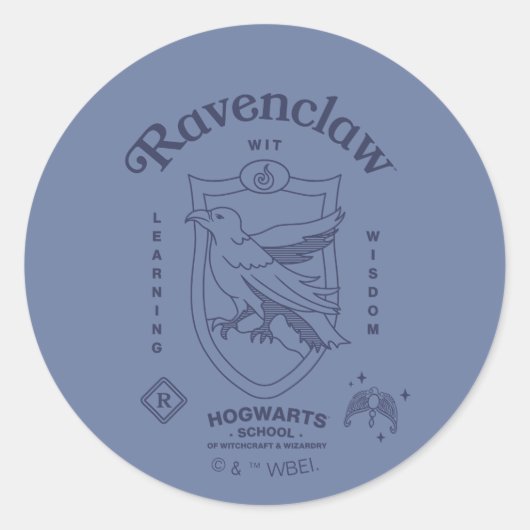 RAVENCLAW™ Wit Leren Wijsheid Crest Ronde Sticker (Voorkant)