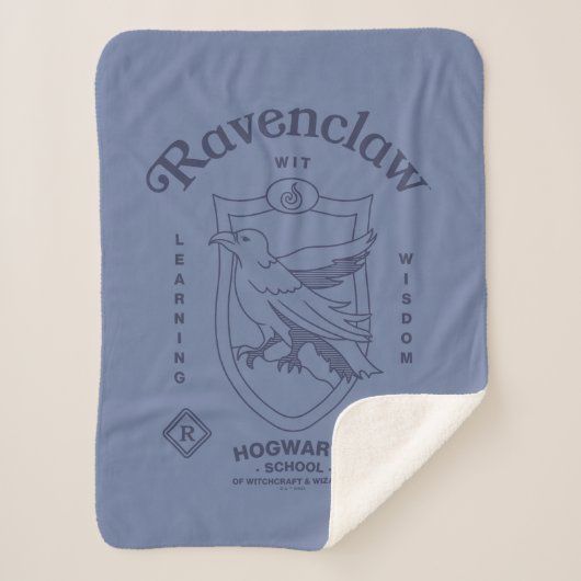 RAVENCLAW™ Wit Leren Wijsheid Crest Sherpa Deken (Voorkant)