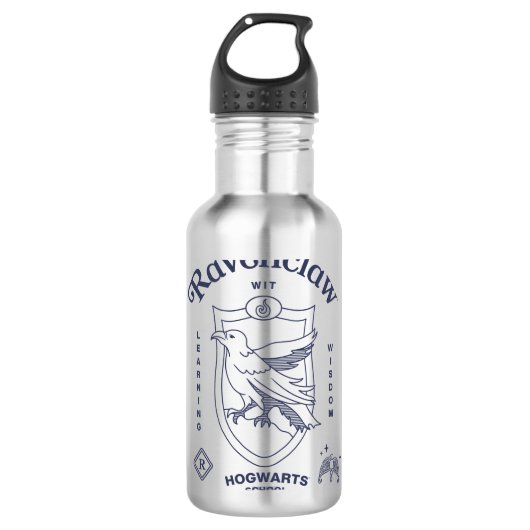 RAVENCLAW™ Wit Leren Wijsheid Crest Waterfles (Voorkant)