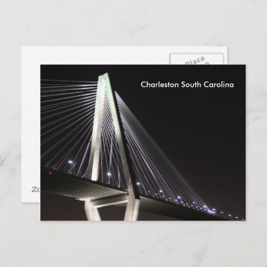 Ravenel Bridge at Night, Charleston SC, briefkaart (Voorkant / Achterkant)