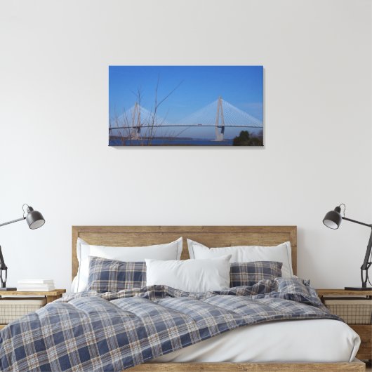 Ravenel Bridge, Charleston, SC Canvas Afdruk (Insitu (Slaapkamer))