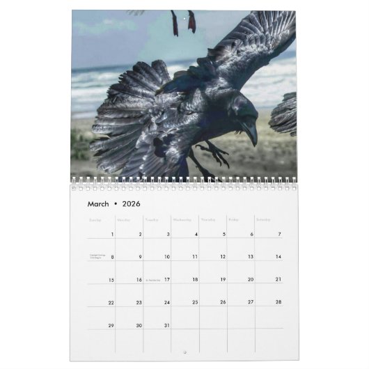Ravenesque magical Bird 2018 kalendermaand Kalender (Mar 2026)