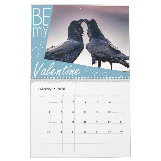 Ravenesque magical Bird 2018 kalendermaand Kalender (Feb 2026)