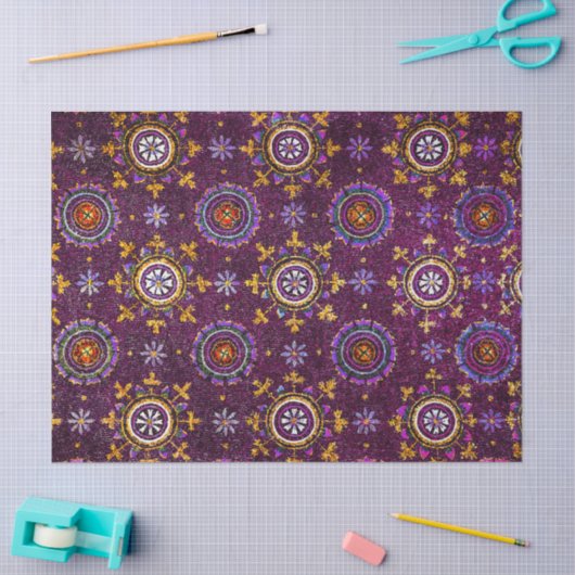 RAVENNA BYZANTIJNSE MOZAÏEK PAARSE BLAUWE STERRENN TISSUEPAPIER (Craft)