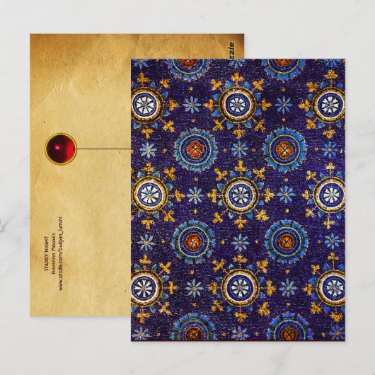 RAVENNA BYZANTIJNSE MOZAÏEKEN, STERREN, BLAUWE STE BRIEFKAART (Voorkant / Achterkant)