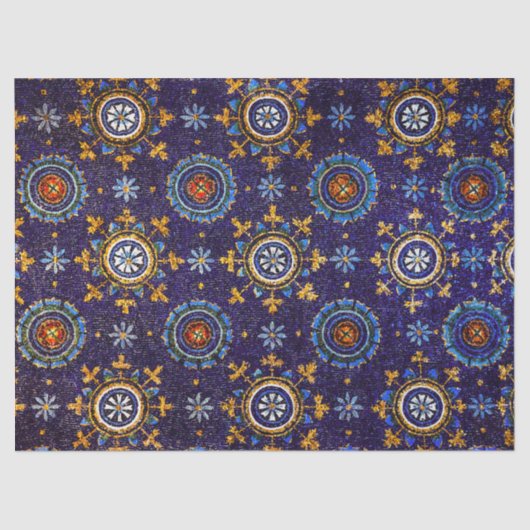 RAVENNA BYZANTINE MOSAICS, STARS, BLUE STERRENNACH TISSUEPAPIER (Voorkant)