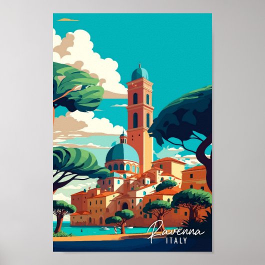 Ravenna Italië Kunst vintage reisillustratie Poster (Voorkant)