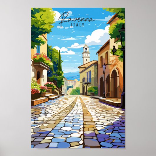 Ravenna Italië vintage reisillustratie Poster (Voorkant)