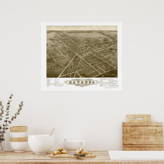 Ravenna, OH Panoramic Map - 1882 Poster (Keuken)