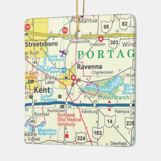 Ravenna Ohio Map Keramisch Ornament (Links)