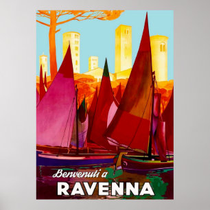 Ravenna, zeilende boten op City Port Poster