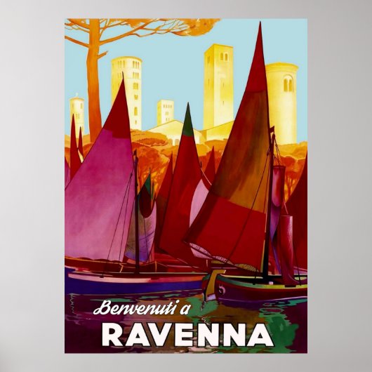 Ravenna, zeilende boten op City Port Poster (Voorkant)