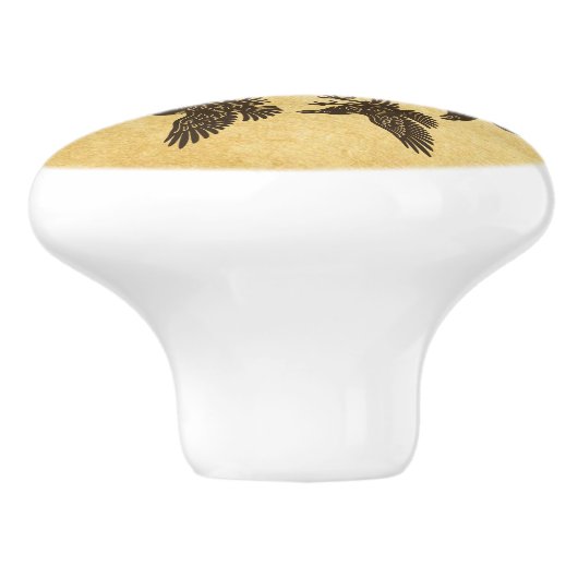 Ravens Circle Dance Keramische Knop (Zijkant)