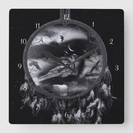 Ravens Crows in Dreamweaver Super Cool Vierkante Klok (Voorkant)