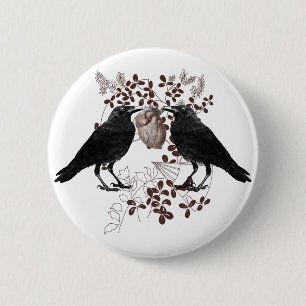 Ravens en Heart Ronde Button 5,7 Cm