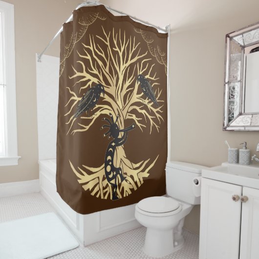 Ravens en Kokopelli Shower Curtain Douchegordijn (In situ)