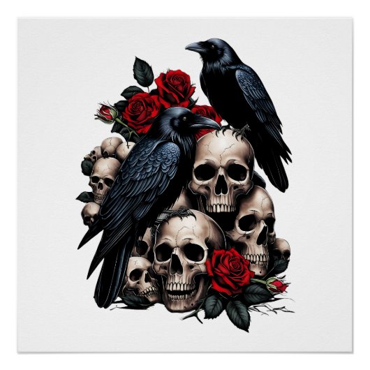 Ravens en Rozen: een gotische symfonie Perfect Poster (Voorkant)