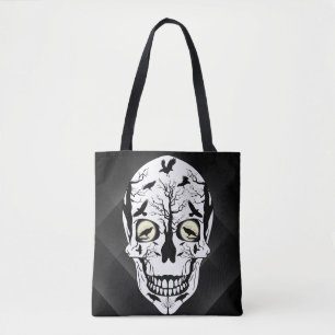 Ravens en Skull Bag - Black Ravens Fantasy Skull Tote Bag