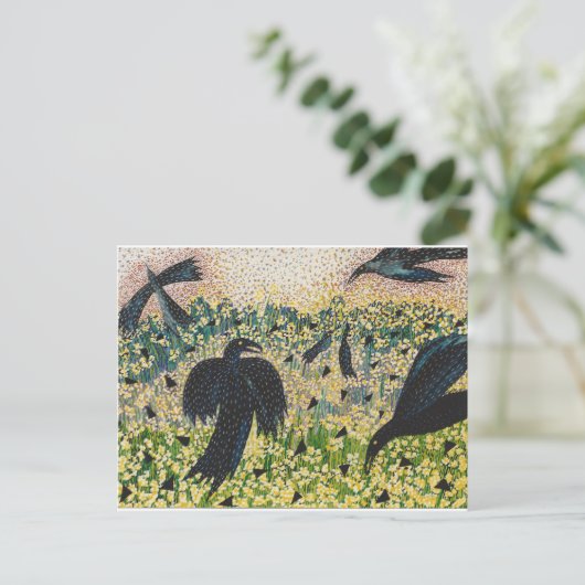Ravens en Wild Mustard Briefkaart (Staand voorkant)